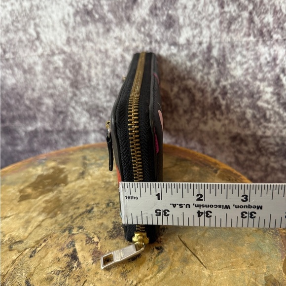 Classic FOSSIL Wallet Clutch Black Zip Around Long Wallet Clutch vintage Leather - Picture 11 of 11